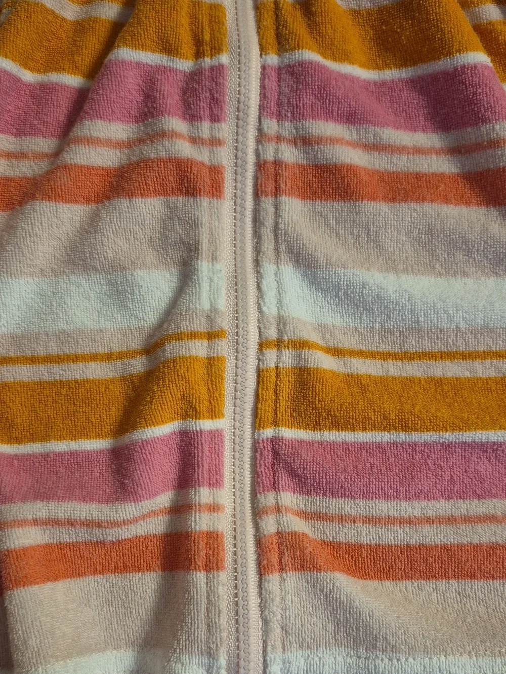 Eddie Bauer Pink, Yellow & White Striped Hooded Beach Cover Up Dress.